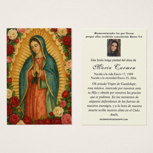 Virgin Mexico Guadalupe Spanish Funeral Prayer (正面&裏面)