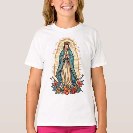 Virgin of Guadalupe Girl's Tee Shirt Tシャツ (正面)
