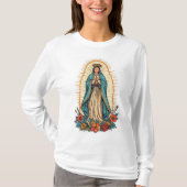 Virgin of Guadalupe Women's Long Sleeve Tee Shirt Tシャツ (正面)
