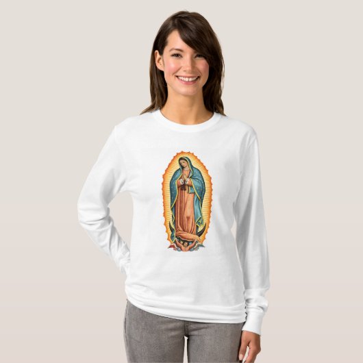 Virgin of Guadalupe Women's Long Sleeve Tee Shirt Tシャツ (正面フル)