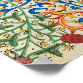 VIRGIN WITH CHILD AND ANGELS Antique Floral Swirls ポスター (角)