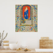VIRGIN WITH CHILD AND ANGELS Antique Floral Swirls ポスター (キッチン)