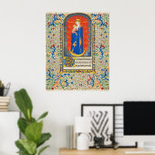 VIRGIN WITH CHILD AND ANGELS Antique Floral Swirls ポスター (ホームオフィス)
