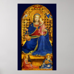 VIRGIN WITH CHILD AND ANGELS by FRA ANGELICO Blue ポスター