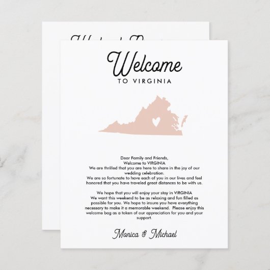 VIRGINIAウェルカムレターの旅程ANY COLOR (正面/裏面)