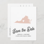 VIRGINIA州宛先ウェディング任意の色 案内ポストカード (正面/裏面)