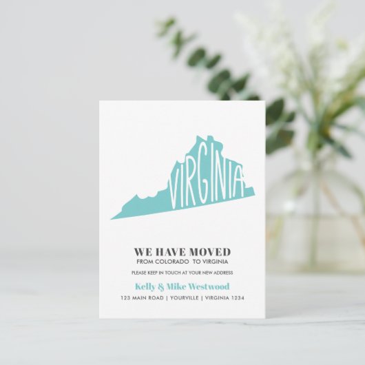 VIRGINIA新しいアドレスを移動しました新しいホーム ポストカード (スタンド正面)