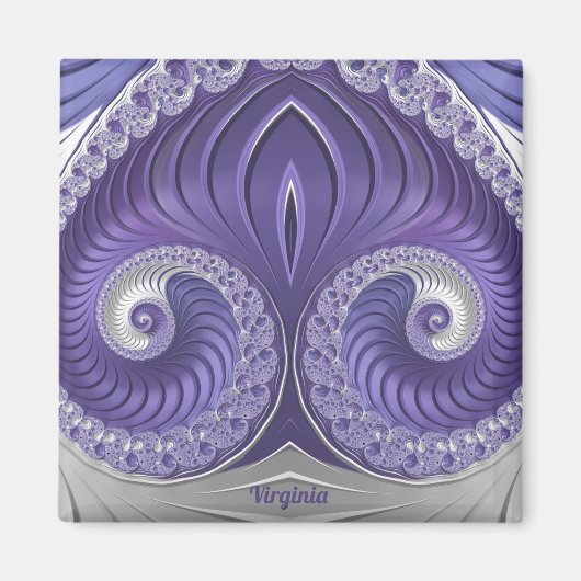 VIRGINIA ～抽象芸術パターン～紫グレーホワイト～ マグネット (正面)