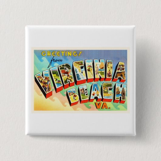 Virginia BeachヴァージニアVAのヴィンテージ旅行郵便はがき 缶バッジ (正面)
