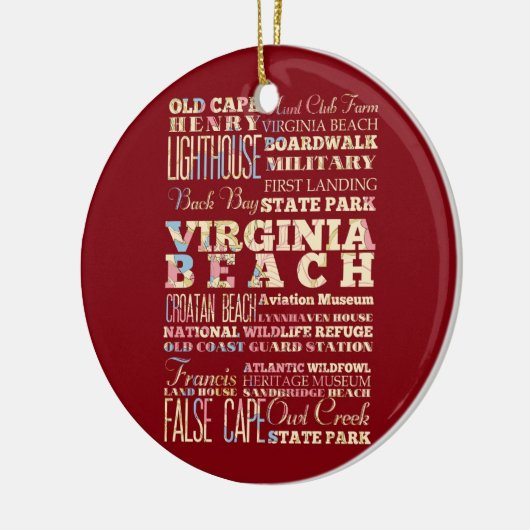 Virginia Beach、ヴァージニアの有名な場所 セラミックオーナメント (左)