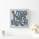 Virginia Beach Denim Letter スクエア壁時計 (ホーム)
