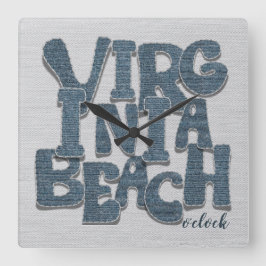 Virginia Beach Denim Letter スクエア壁時計
