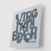 Virginia Beach Denim Letter スクエア壁時計 (傾斜)
