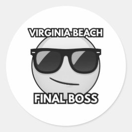 Virginia Beach Final Boss Cool Emoji Sticker ラウンドシール