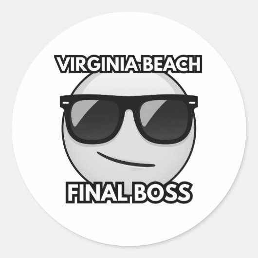 Virginia Beach Final Boss Cool Emoji Sticker ラウンドシール (正面)