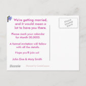 Virginia Bluebels日付の保存 案内ポストカード (裏面)