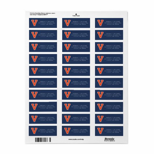 Virginia Cavaliers | 卒業 ラベル (フルシート)