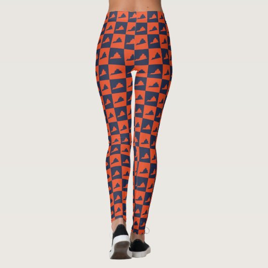 Virginia Checker Geometric Pattern Orange Blue レギンス (裏面)