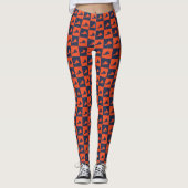 Virginia Checker Geometric Pattern Orange Blue レギンス (正面)