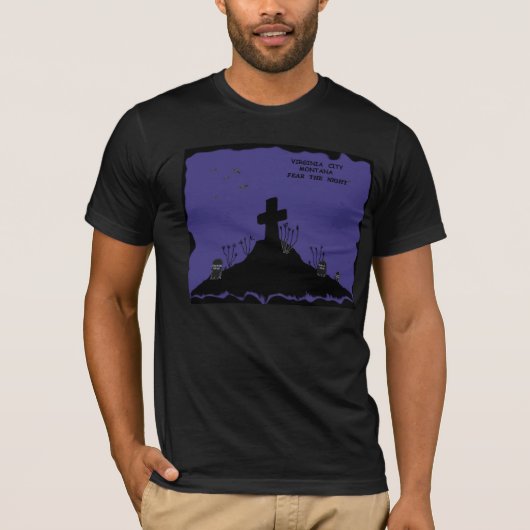 Virginia City、モンタナの恐れ夜墓地 Tシャツ (正面)