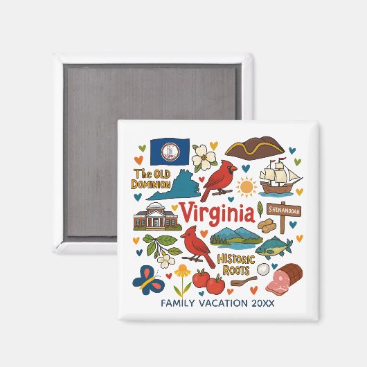 Virginia Family Trip Keepsake Personalized マグネット (正面/裏面)
