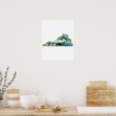 Virginia Map Chesapeake Charlottesville Lynchburg ポスター (キッチン)