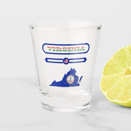 VIRGINIA MAP, VIRGINIA, USA. SAMER BRASIL ショットグラス (正面)