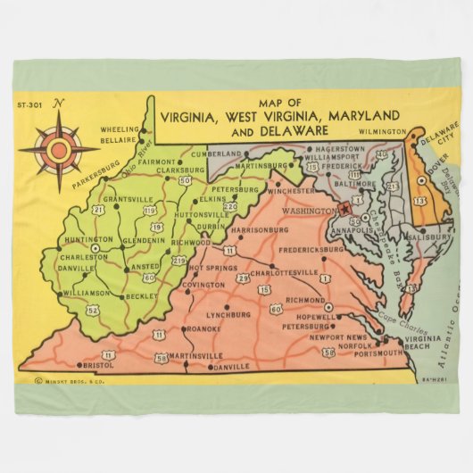 Virginia Maryland States Throw Blanket フリースブランケット (正面(横))