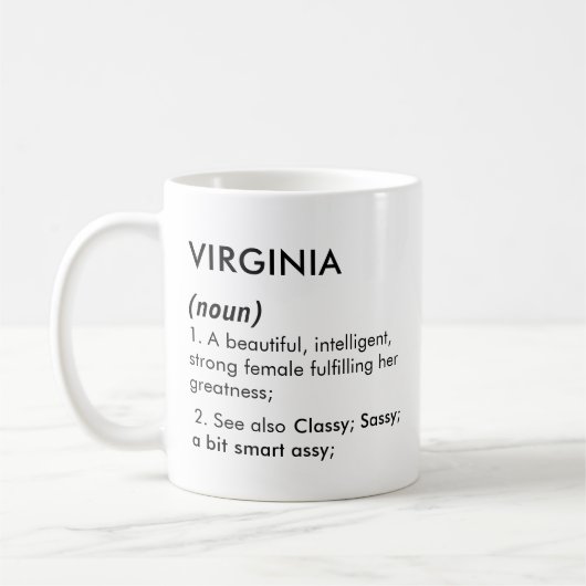 Virginia name, Editable name, Custom name コーヒーマグカップ (左)
