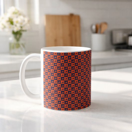 Virginia Pattern Checkerboard Orange Blue コーヒーマグカップ