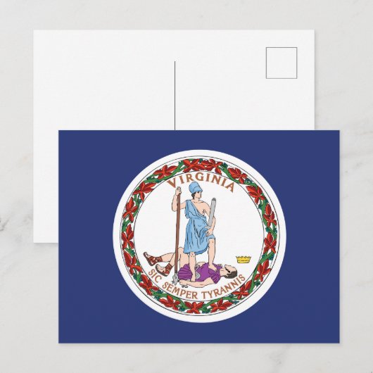 Virginia State Flag Dominion Sic Semper Tyrannis ポストカード (正面/裏面)