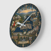 Virginia State Old Dominion Heritage Wall Art ラージ壁時計 (傾斜)