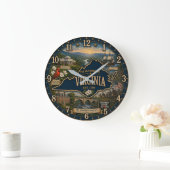 Virginia State Old Dominion Heritage Wall Art ラージ壁時計 (ホーム)