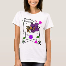 Virginia Wright はちみつ蜂を守ろう フラワー Tシャツ