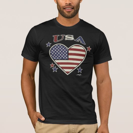 Virginia Wright Heart Flag USA T-Shirt Tシャツ (正面)