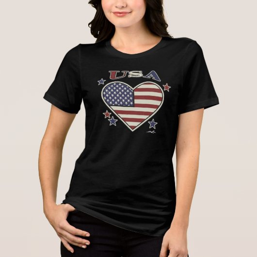 Virginia Wright Heart Flag USA T-Shirt Tri-Blend S トライブレンドＴシャツ (正面)