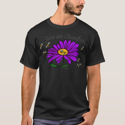 Virginia Wright Save the Honeybees Floral Premium  Tシャツ (正面)