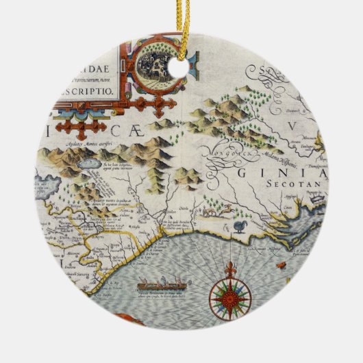 「Virginiae項目とよばれるノースカロライナとFloridae セラミックオーナメント (正面)