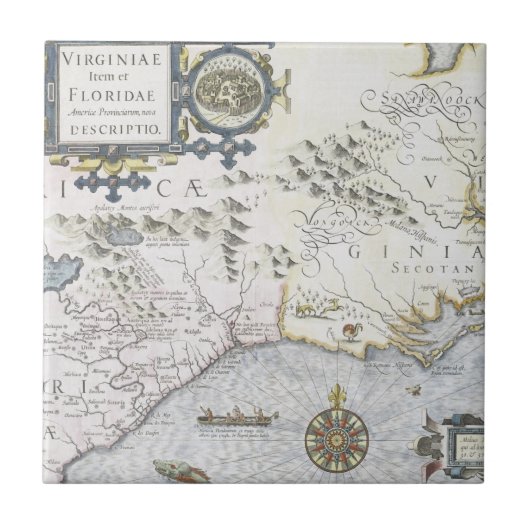 Virginiae項目とFloridae Americaeのprovinciarum 3 タイル (正面)