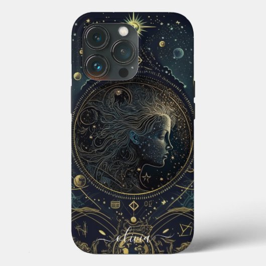 Virgo 星座 ブラック ゴールド Case-Mate iPhoneケース iPhone 13 Proケース (裏面)