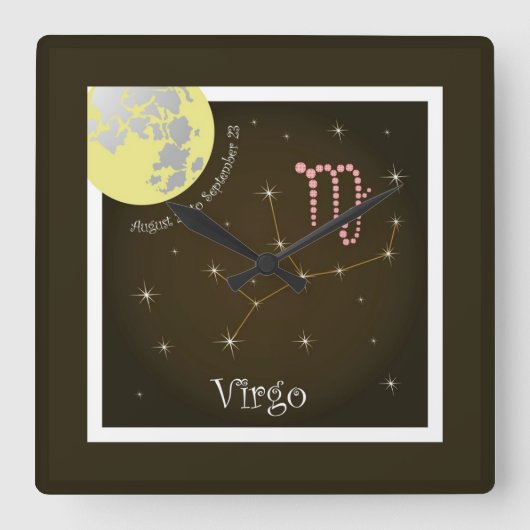 Virgo August 23 to September 23 Uhr スクエア壁時計 (正面)