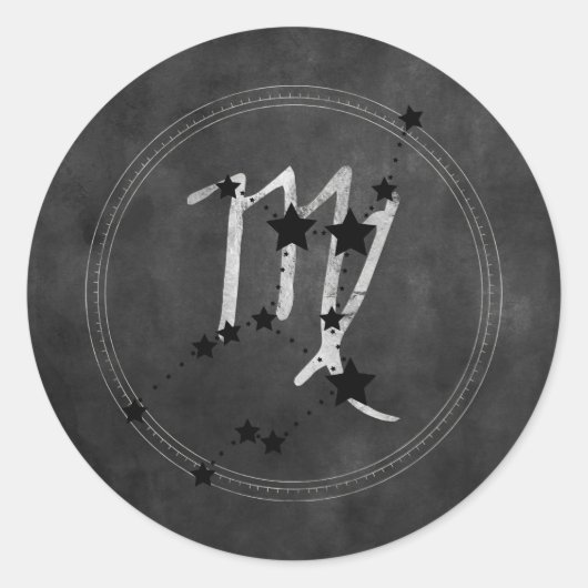 Virgo black stars silver zodiac constellation  ラウンドシール (正面)