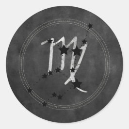 Virgo black stars silver zodiac constellation  ラウンドシール