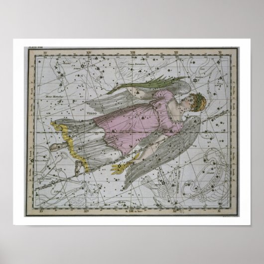 Virgo, from 'A Celestial Atlas', pub. in 1822 (col ポスター (正面)