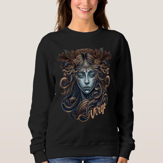 Virgo Girl Greek Goddess Astrology Sign Zodiac Sym スウェットシャツ (正面)