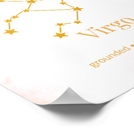 Virgo Gold Zodiac Wall Art – Celestial Constellati ポスター (角)