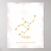 Virgo Gold Zodiac Wall Art – Celestial Constellati ポスター (正面)
