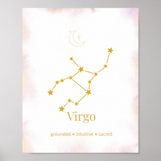 Virgo Gold Zodiac Wall Art – Celestial Constellati ポスター (正面)