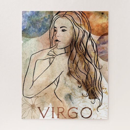 Virgo Maiden Earth sign astrological symbol gold ジグソーパズル (縦)