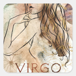 Virgo Maiden Earth sign astrological symbol gold スクエアシール
